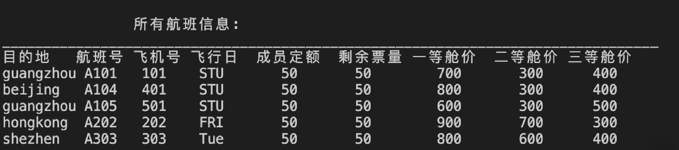 c语言飞机订票系统课程设计